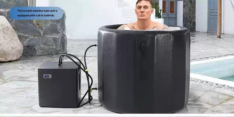 Ice bath in use with 0.3 HP chiller maintaining low temperature
