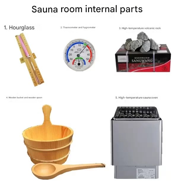 Single-person sauna exterior in a bright room