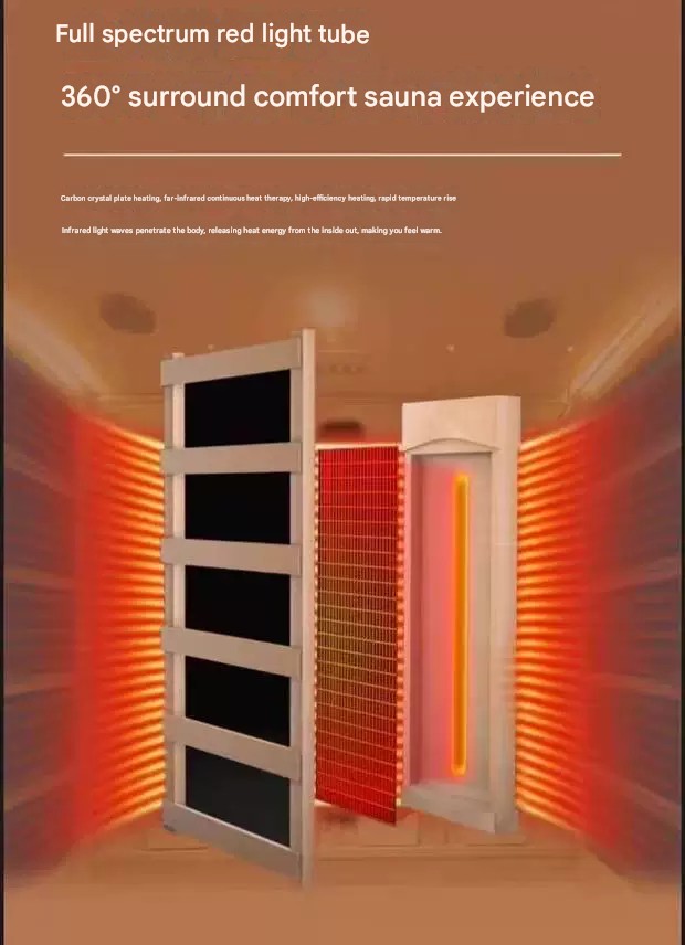 Sauna interior with chromotherapy lighting