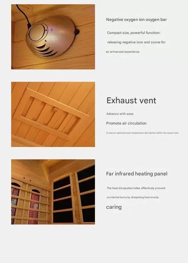 Single‑person far‑infrared sauna with glass front in a bright room