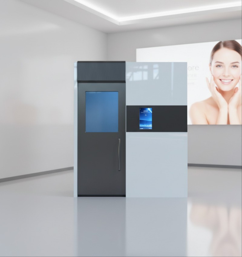 Athlete using electric cryotherapy chamber for recovery
