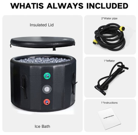 Inflatable seated bathtub in white and black colour options