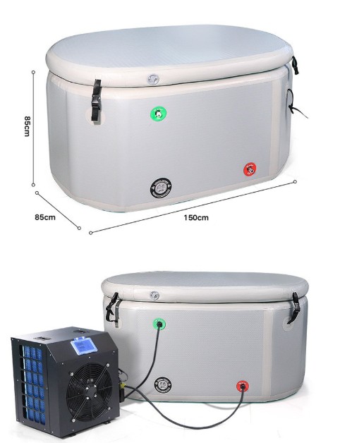 Inflatable horizontal bathtub in white